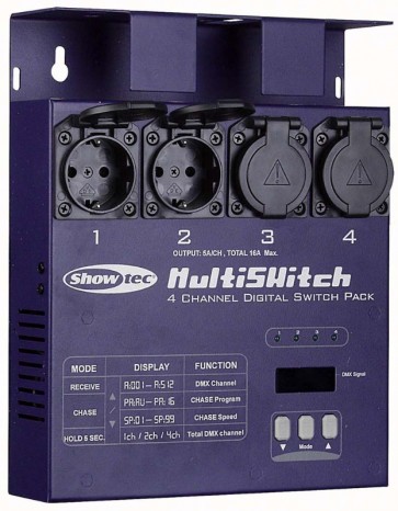 MultiSwitch - 4 kanals DMX switch 4x1000W Schuko