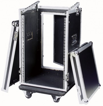 19" Flightcase 16U høj med hjul + 10U topmontering