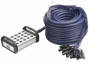 Multisnake 16 in 4 out XLR stageboks 30 mtr. blå