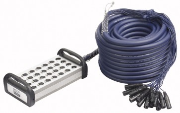 Multisnake 24 in/4 out XLR stageboks 30 mtr. blå