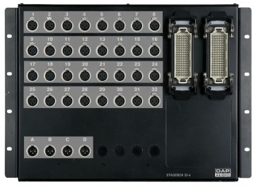 Stagebox 19" XLR-krydsfelt 32in, 4out - 2xHarting