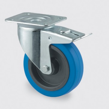 100 mm blå hjul med bremse