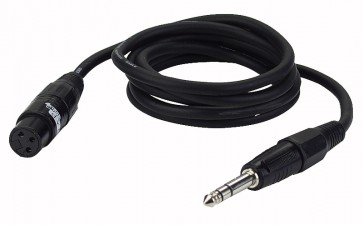 XLR hun -> jack stereo kabel sort 1,5 mtr.