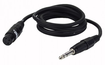 XLR hun -> jack stereo kabel sort 3 mtr.