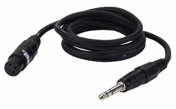 XLR hun -> jack stereo kabel sort 6 mtr.
