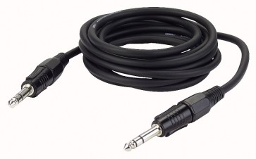 Jack -> jack stereo kabel sort 6 mtr.