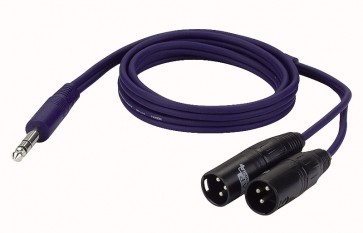 Jack stereo -> 2 XLR han - 1,5 mtr.