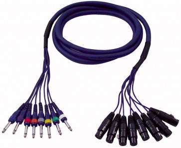 Multikabel - 8 stk. XLR hun/jack mono - 3 mtr.