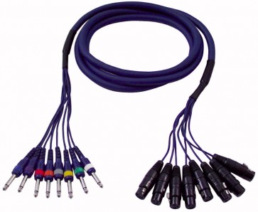 Multikabel - 8 stk. XLR hun/jack mono - 6 mtr.