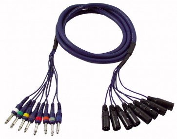 Multikabel - 8 stk. XLR han/jack mono - 3 mtr.