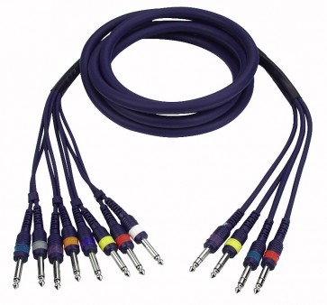 Multikabel - 8 jack mono -> 4 jack stereo - 3 mtr.