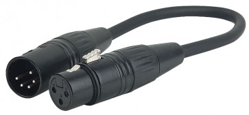 DMX adaptor 5 polet XLR han til 3 polet XLR hun 25cm.