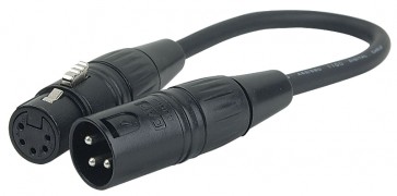 DMX adaptor 5 polet XLR hun til 3 polet XLR han 25cm