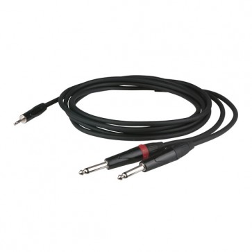 Minijack stereo til 2 mono jack FLX kabel 6 mtr.