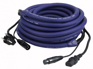 Lys strøm/signal kabel med IEC-Schuko/XLR 10 mtr.