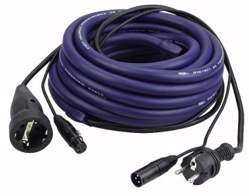 Lys strøm/signal kabel med Schuko/XLR 15 mtr.