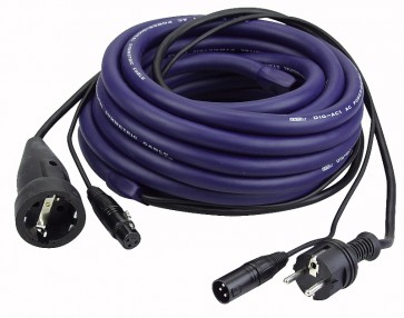 Lys strøm/signal kabel med Schuko/XLR 20 mtr.