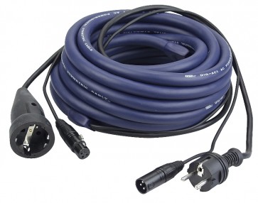 Lys strøm/signal kabel med Schuko/XLR 3 mtr.