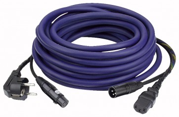 Lyd strøm/signal kabel med IEC-Schuko/XLR 10 mtr.