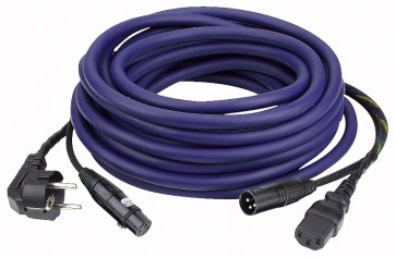 Lyd strøm/signal kabel med IEC-Schuko/XLR 20 mtr.