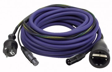 Lyd strøm/signal kabel med Schuko/XLR 15 mtr.