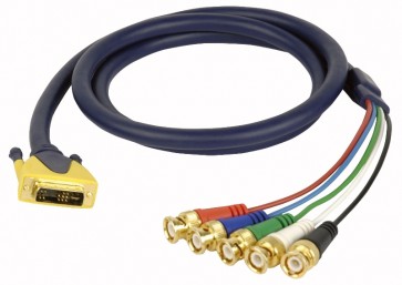 DVI han -> 5 x BNC han kabel 1,5 mtr.