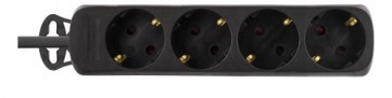 Schuko forlængerledning stikdåse 4 udtag 1,5m sort