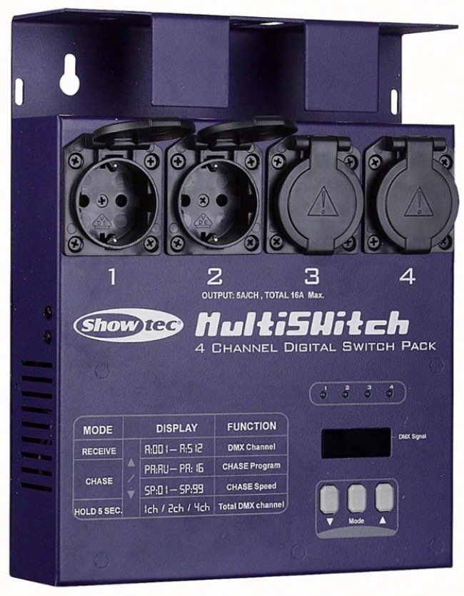 Multi Max Switch MultiSwitch - 4 kanals DMX switch 4x1000W Schuko