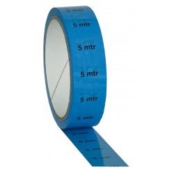 Blå PVC tape på 25mm/33m - markeret med "5M"