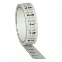 Hvid PVC tape på 25mm/33m - markeret med "15M"