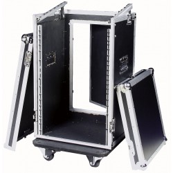 19" Flightcase 16U høj med hjul + 10U topmontering