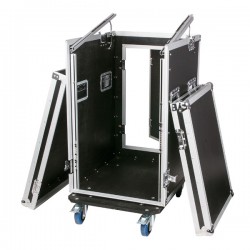 19" Flightcase 16U høj med hjul + 14U topmontering