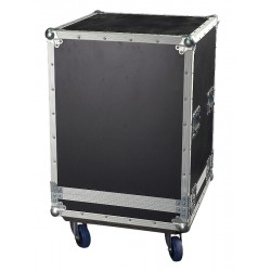 19" Flightcase 12U med hjul og "osteklokke" låg