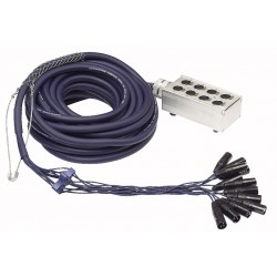 8-vejs XLR Stagesnake - 15 mtr. sølv