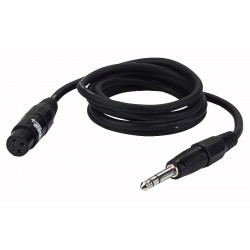XLR hun -> jack stereo kabel sort 1,5 mtr.