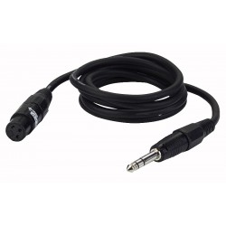 XLR hun -> jack stereo kabel sort 6 mtr.