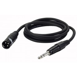XLR han -> jack stereo kabel sort 1,5 mtr.