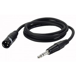 XLR han -> jack stereo kabel sort 3 mtr.