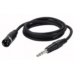 XLR han -> jack stereo kabel sort 6 mtr.