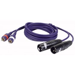 XLR han -> phono stereo - 1,5 mtr.