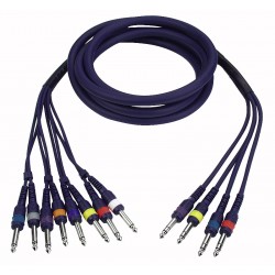 Multikabel - 8 jack mono -> 4 jack stereo - 3 mtr.