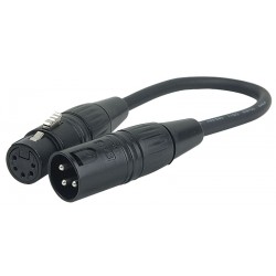 DMX adaptor 5 polet XLR hun til 3 polet XLR han 25cm