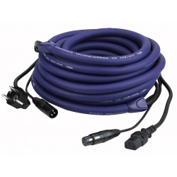 Lys strøm/signal kabel med IEC-Schuko/XLR 10 mtr.