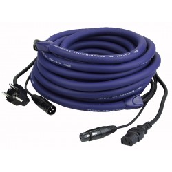 Lys strøm/signal kabel med IEC-Schuko/XLR 20 mtr.