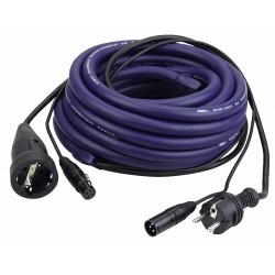 Lys strøm/signal kabel med Schuko/XLR 15 mtr.