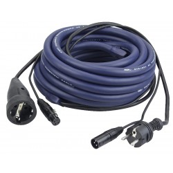 Lys strøm/signal kabel med Schuko/XLR 3 mtr.