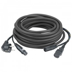 Lyd strøm/signal kabel IEC-Schuko/XLR 10 mtr sort