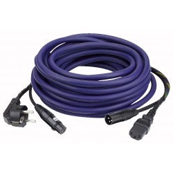 Lyd strøm/signal kabel med IEC-Schuko/XLR 15 mtr.