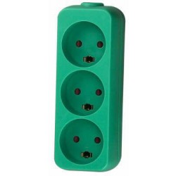 Dansk 230V trestikdåse m. jord - slagfast