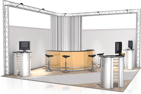 Messestand udstilling 5x5 mtr hjoerne bar messe disk speciel